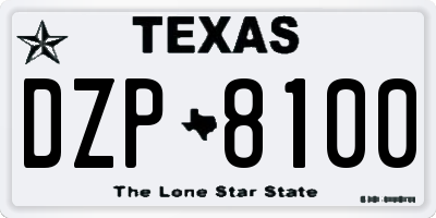 TX license plate DZP8100