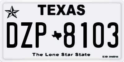 TX license plate DZP8103