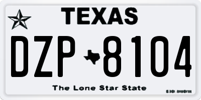 TX license plate DZP8104