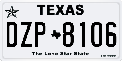 TX license plate DZP8106