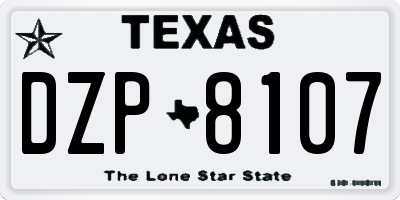 TX license plate DZP8107
