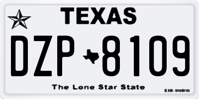 TX license plate DZP8109