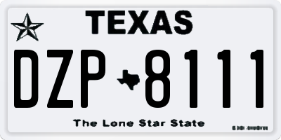 TX license plate DZP8111