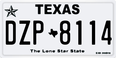 TX license plate DZP8114