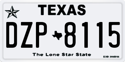 TX license plate DZP8115