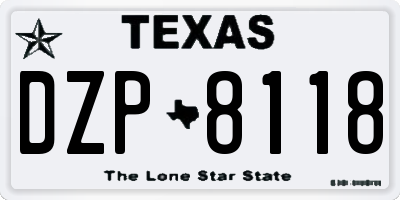 TX license plate DZP8118