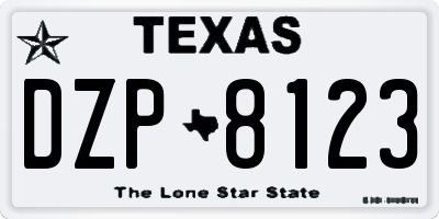 TX license plate DZP8123