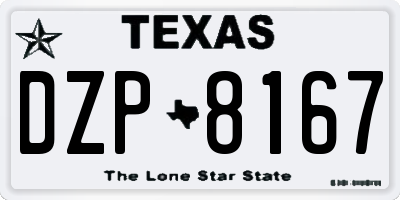 TX license plate DZP8167
