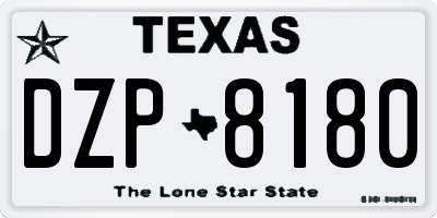 TX license plate DZP8180