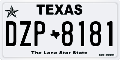 TX license plate DZP8181