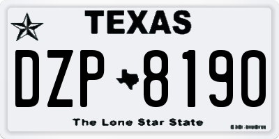 TX license plate DZP8190