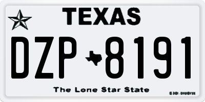 TX license plate DZP8191