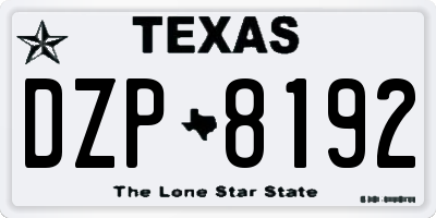 TX license plate DZP8192