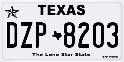 TX license plate DZP8203