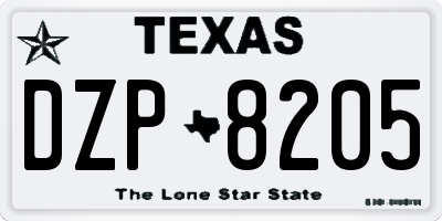 TX license plate DZP8205