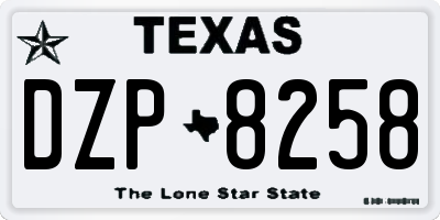 TX license plate DZP8258