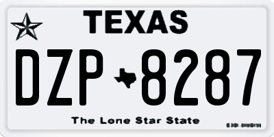 TX license plate DZP8287