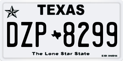 TX license plate DZP8299