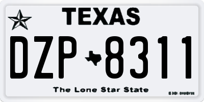 TX license plate DZP8311