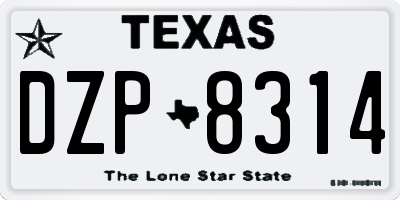 TX license plate DZP8314