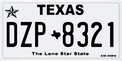 TX license plate DZP8321