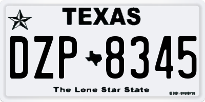 TX license plate DZP8345