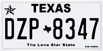 TX license plate DZP8347