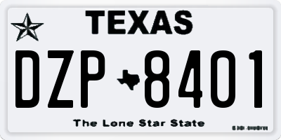 TX license plate DZP8401