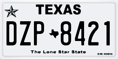 TX license plate DZP8421