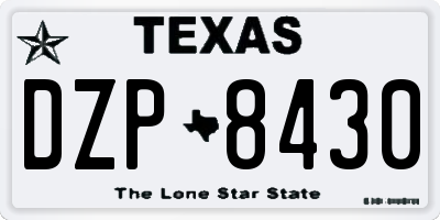 TX license plate DZP8430