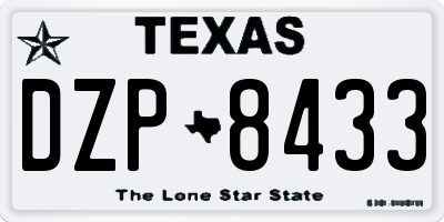TX license plate DZP8433