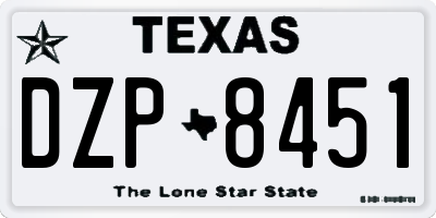 TX license plate DZP8451