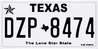 TX license plate DZP8474