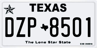 TX license plate DZP8501