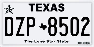 TX license plate DZP8502