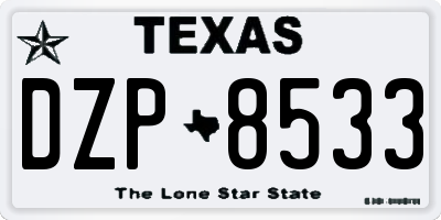 TX license plate DZP8533