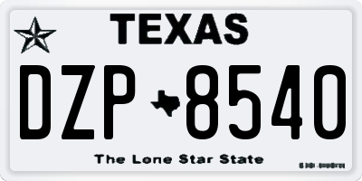 TX license plate DZP8540