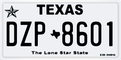 TX license plate DZP8601