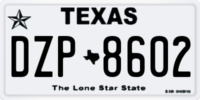 TX license plate DZP8602