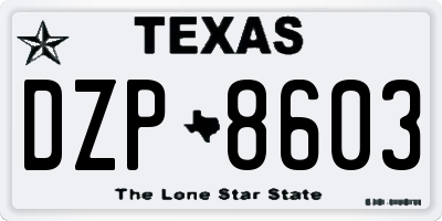 TX license plate DZP8603