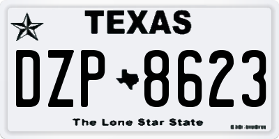TX license plate DZP8623