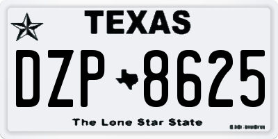TX license plate DZP8625