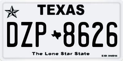 TX license plate DZP8626