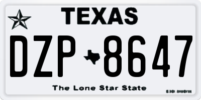 TX license plate DZP8647