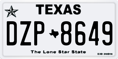 TX license plate DZP8649