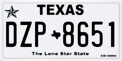 TX license plate DZP8651