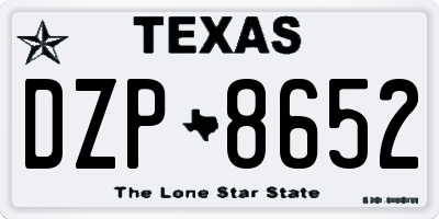 TX license plate DZP8652