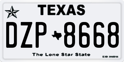 TX license plate DZP8668