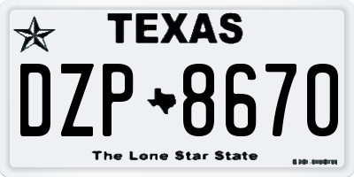 TX license plate DZP8670