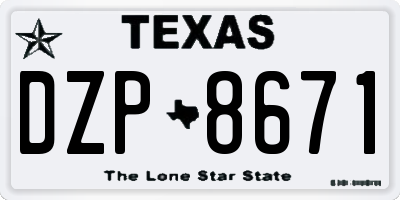 TX license plate DZP8671